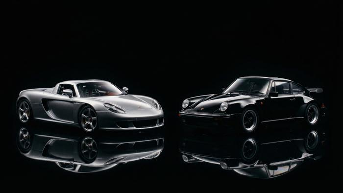Porsche model cars — Carrera GT and 930 Turbo diecast 1:18