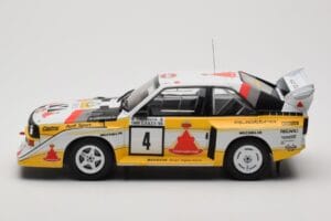 Audi Sport Quattro S1 E2 #4 S. Blomqvist / B. Cederberg Rally 1000 Lakes 1985 IXO 1:18 18RMC161A Fém – 3. kép a 6-ből