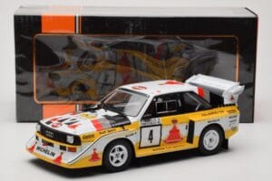 Audi Sport Quattro S1 E2 #4 S. Blomqvist / B. Cederberg Rally 1000 Lakes 1985 IXO 1:18 18RMC161A Fém – 6. kép a 6-ből