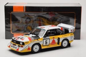 Audi Sport Quattro S1 E2 #6 H. Mikkola / A. Hertz Rally 1000 Lakes 1985 IXO 1:18 18RMC161B Fém – 6. kép a 6-ből