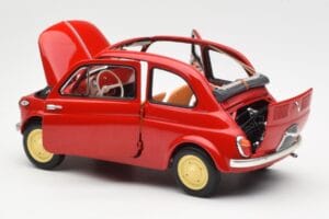 Fiat Nuova 500 Coral Piros Kyosho 1:18 08966R Fém – 5. kép a 8-ből