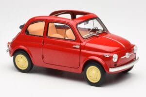 Fiat Nuova 500 Coral Piros Kyosho 1:18 08966R Fém – 6. kép a 8-ből