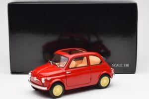 Fiat Nuova 500 Coral Piros Kyosho 1:18 08966R Fém – 8. kép a 8-ből