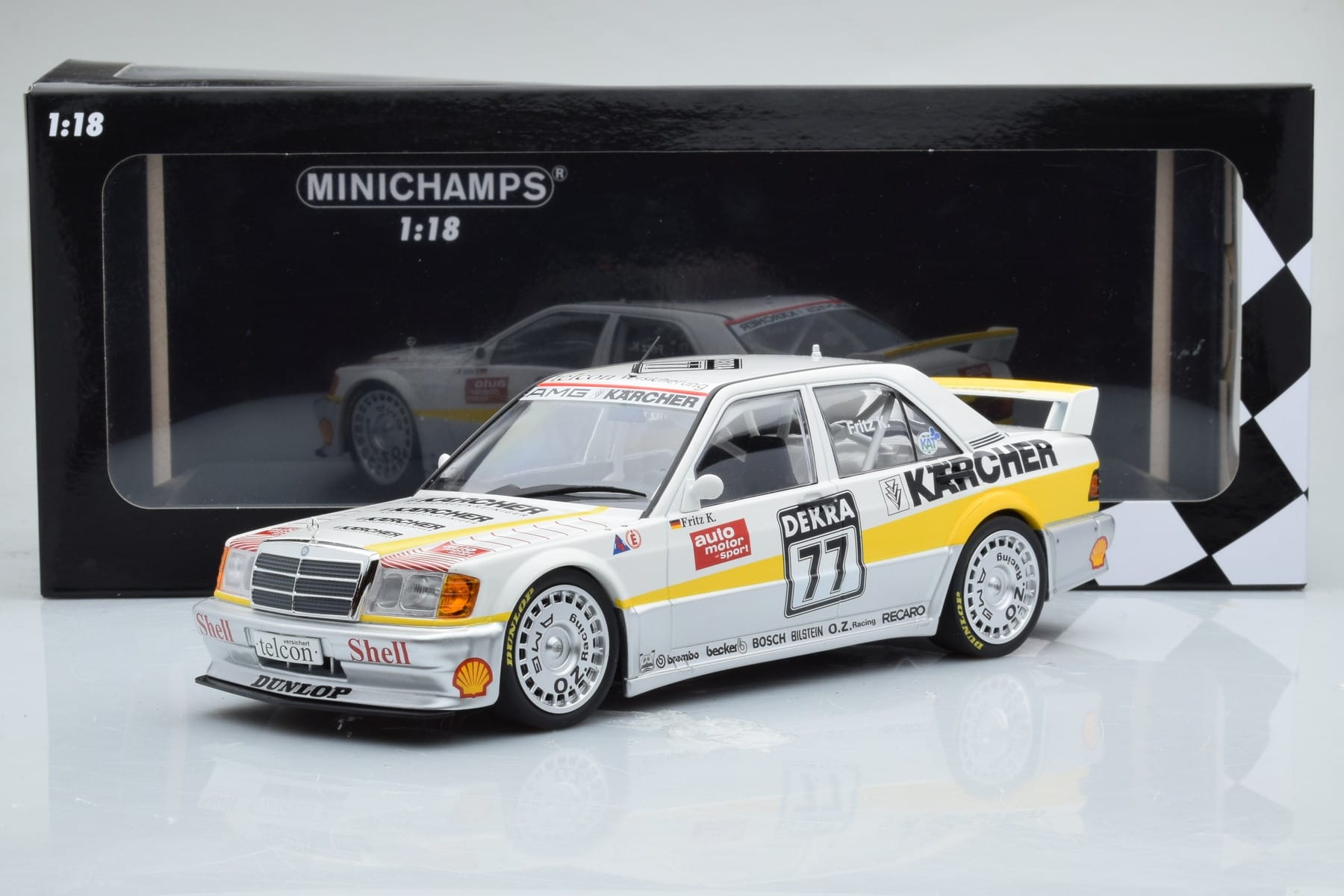 Mercedes 190E 2.5-16 W201 EVO 1 Karcher #77 F. Kreutzpointer Team AMG-Mercedes DTM 1990 Minichamps 1:18 155903677 Fém – 6. kép a 6-ből