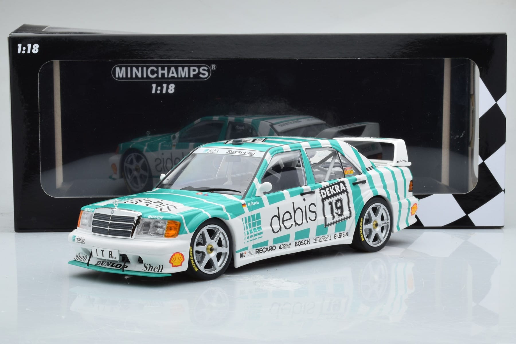 Mercedes 190E 2.5-16 W201 EVO 2 Debis #19 R. Asch Team Zackspeed DTM 1991 Minichamps 1:18 155913619 Fém – 6. kép a 6-ből