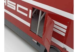 Mercedes O317 Porsche Transporter Piros CMR 1:18 CMR149 Fém – 10. kép a 12-ből