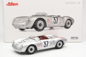 Porsche 550 RS Spyder #37 H. Polensky / R. von Frankenberg 24 Hours of Le Mans 1955 Schuco 1:18 450033400 Fém – 8. kép a 8-ből
