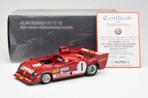 Alfa Romeo 33TT 12 #1 A. Merzario / J. Laffite 1000km Nurburgring Winner 1975 AUTOart 1:18 87505 Fém – 8. kép a 8-ből