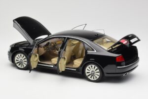 Audi A8 D3 W12 Fekete Kyosho 1:18 09212BK Fém – 5. kép a 8-ből