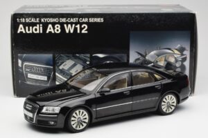 Audi A8 D3 W12 Fekete Kyosho 1:18 09212BK Fém – 8. kép a 8-ből