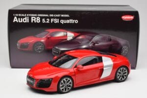 Audi R8 V10 Brilliant Piros Kyosho 1:18 09216RR Fém – 8. kép a 8-ből