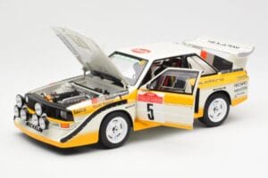 Audi Sport Quattro S1 #5 W. Rohrl / C. Geistdorfer Rally Sanremo Winner 1985 AUTOart 1:18 88503 Kompozit – 2. kép a 8-ből