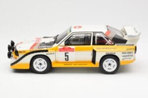 Audi Sport Quattro S1 #5 W. Rohrl / C. Geistdorfer Rally Sanremo Winner 1985 AUTOart 1:18 88503 Kompozit – 4. kép a 8-ből