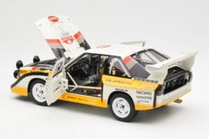 Audi Sport Quattro S1 #5 W. Rohrl / C. Geistdorfer Rally Sanremo Winner 1985 AUTOart 1:18 88503 Kompozit – 5. kép a 8-ből