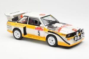 Audi Sport Quattro S1 #5 W. Rohrl / C. Geistdorfer Rally Sanremo Winner 1985 AUTOart 1:18 88503 Kompozit – 6. kép a 8-ből