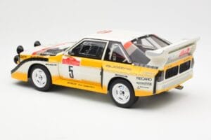 Audi Sport Quattro S1 #5 W. Rohrl / C. Geistdorfer Rally Sanremo Winner 1985 AUTOart 1:18 88503 Kompozit – 7. kép a 8-ből