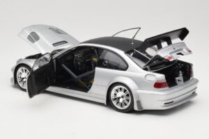 BMW M3 E46 GTR Street Ezüst With Carbon Roof Minichamps 1:18 100012102 Fém – 5. kép a 8-ből