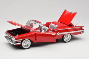 Chevrolet Impala Kabrió Piros Welly 1:18 9864W Fém – 2. kép a 8-ből