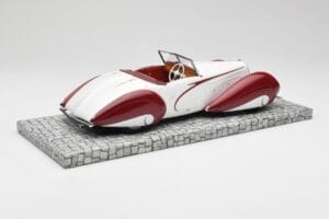 Delahaye Type 135 M Kabrió Fehér Piros Minichamps 1:18 107116161 Gyanta – 2. kép a 6-ből