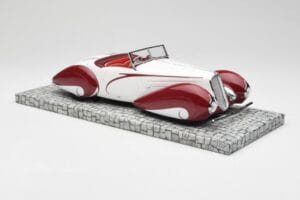 Delahaye Type 135 M Kabrió Fehér Piros Minichamps 1:18 107116161 Gyanta – 4. kép a 6-ből