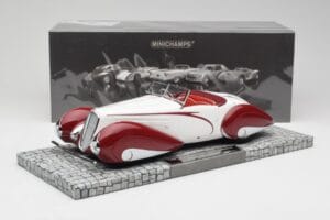 Delahaye Type 135 M Kabrió Fehér Piros Minichamps 1:18 107116161 Gyanta – 6. kép a 6-ből
