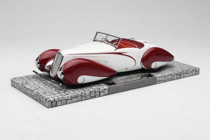 Delahaye Type 135 M Kabrió Fehér Piros Minichamps 1:18 107116161 Gyanta