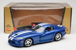 Dodge Viper GTS SR II Kék Fehér Csíkokkal Bburago 1:18 3330 Fém – 8. kép a 8-ből