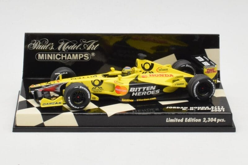 Jordan Honda EJ11 #7 H-H. Frentzen F1 2001 Minichamps 1:43 400010011 Fém