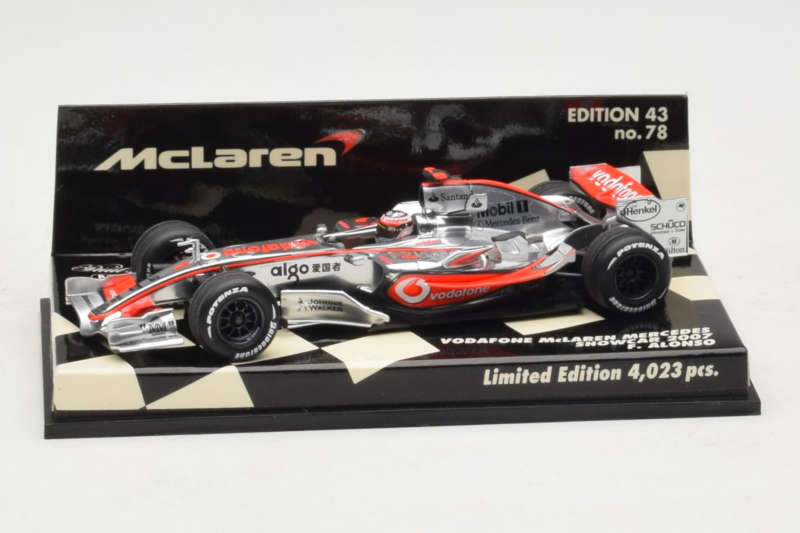 McLaren MP4-22 Mercedes #1 F. Alonso Vodafone McLaren Showcar F1 2007 Minichamps 1:43 530074371 Fém