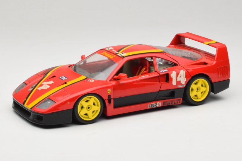 Ferrari F40 Evoluzione #14 L. Dalla Noce H&R Piros Sárga Kerekekkel 1992 Bburago 1:18 3042-H1 Fém
