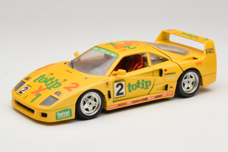 Ferrari F40 Totip Jolly Club #2 Sárga Bburago 1:18 3332-Y1 Fém