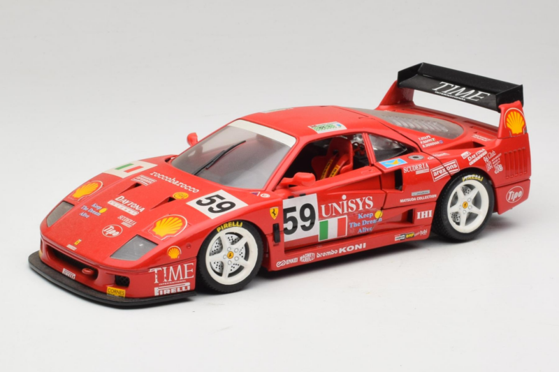 Ferrari F40 LM Unisys #59 Ota / P. Nappi / R. Donovan 24 Hours of Le Mans 1996 Bburago 1:18 3032-U1 Fém