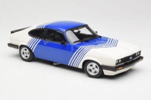Ford Capri Mk2 3.0 Fehér Kék Csíkokkal Minichamps 1:18 155788600 Fém – 4. kép a 6-ből