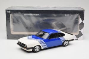 Ford Capri Mk2 3.0 Fehér Kék Csíkokkal Minichamps 1:18 155788600 Fém – 6. kép a 6-ből