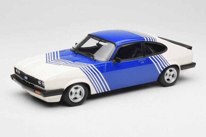 Ford Capri Mk2 3.0 Fehér Kék Csíkokkal Minichamps 1:18 155788600 Fém