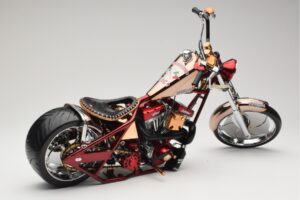 Harley-Davidson West Coast Choppers Diablo Soft Tail Arany Piros Minichamps 1:5 JJ04-05-03 Fém – 2. kép a 6-ből