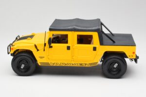 Hummer H1 Soft Top Sárga Maisto 1:18 56041 Fém – 4. kép a 8-ből