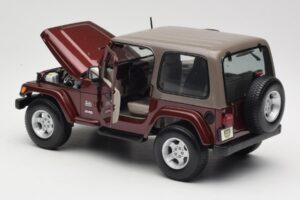 Jeep Wrangler TJ Sahara Piros Maisto 1:18 31662 Fém – 5. kép a 8-ből