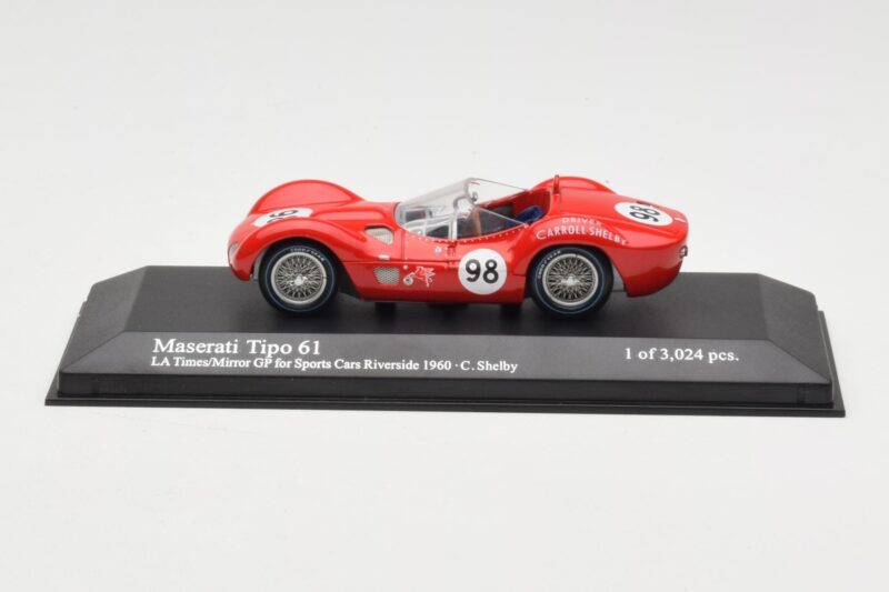 Maserati Tipo 61 #98 C. Shelby Times Mirror Grand Prix Riverside 1960 Minichamps 1:43 Maserati Tipo 61 #98 C. Shelby Times Mirror Grand Prix Riverside 1960 Minichamps 1:43 400601298 Fém