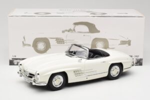 Mercedes 300 SL W198 Roadster Fehér Puhafedeles Minichamps 1:18 180039034 Fém – 9. kép a 9-ből