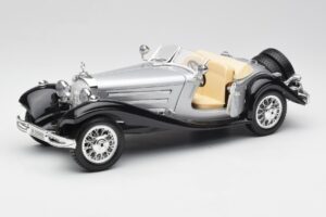 Mercedes 500K Roadster Ezüst Bburago 1:18 3020-M1 Fém – 2. kép a 8-ből