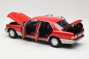 Mercedes 560 SEL W126 Piros Norev 1:18 183463 Fém – 5. kép a 8-ből