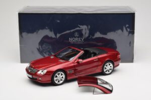 Mercedes SL 500 R230 Red Metallic Limitált Kiadás Norev 1:18 183841 Fém – 8. kép a 8-ből