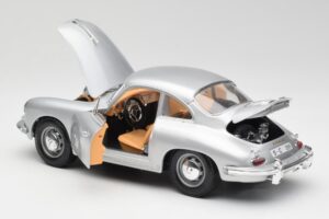 Porsche 356B Ezüst & Barna Belső Bburago 1:18 3021-M2 Fém – 5. kép a 8-ből