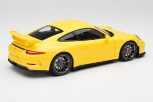 Porsche 911 991 GT3 Racing Sárga & Ezüst Kerekek Minichamps 1:18 110062722 Fém – 3. kép a 8-ből