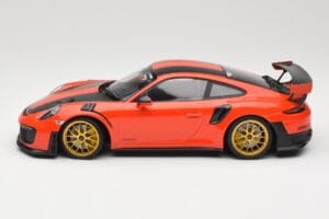 Porsche 911 991.2 GT2 RS Narancssárga Weissach Package Arany Felnik Minichamps 1:18 155068305 Fém – 3. kép a 6-ből