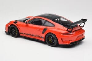 Porsche 911 991.2 GT3 RS Weissach Package Lava Orange Wording Fekete Magnézium Felnik Minichamps 1:18 153068226 Fém – 5. kép a 6-ből