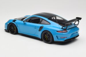 Porsche 911 991.2 GT3 RS Weissach Package Shark Blue Fekete Magnézium Felnik Minichamps 1:18 153068224 Fém – 5. kép a 6-ből