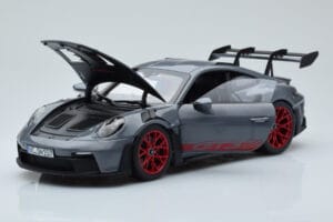 Porsche 911 992 GT3 RS Arctic Szürke Pyro Piros Norev 1:18 187350 Fém – 2. kép a 8-ből