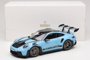 Porsche 911 992 GT3 RS Weissach Pack Gulf Blue Norev 1:18 187367 Fém – 8. kép a 8-ből